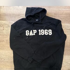 GAP Men's Black Hoodie with White Logo
